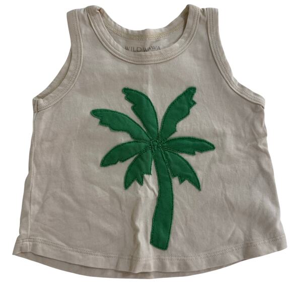 Wild Wawa Patchwork Tank Top Palm Taupe Size 6-12 Months Pima Cotton - Picture 2 of 6